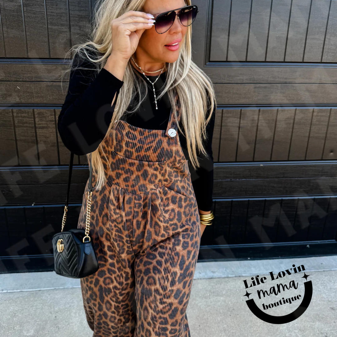Cheetah and Solid Karli Boho Overalls