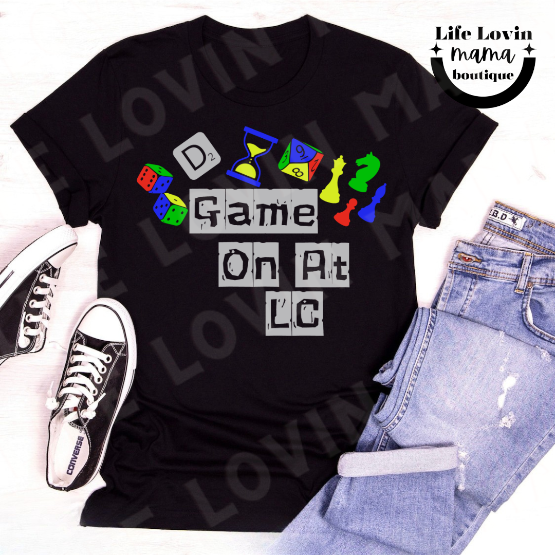 ๐ LC Staff Exclusive: Game On Tee! ๐ Orders close August 6th. No shipping available for this item. It will be delivered to Lewis & Clark School!