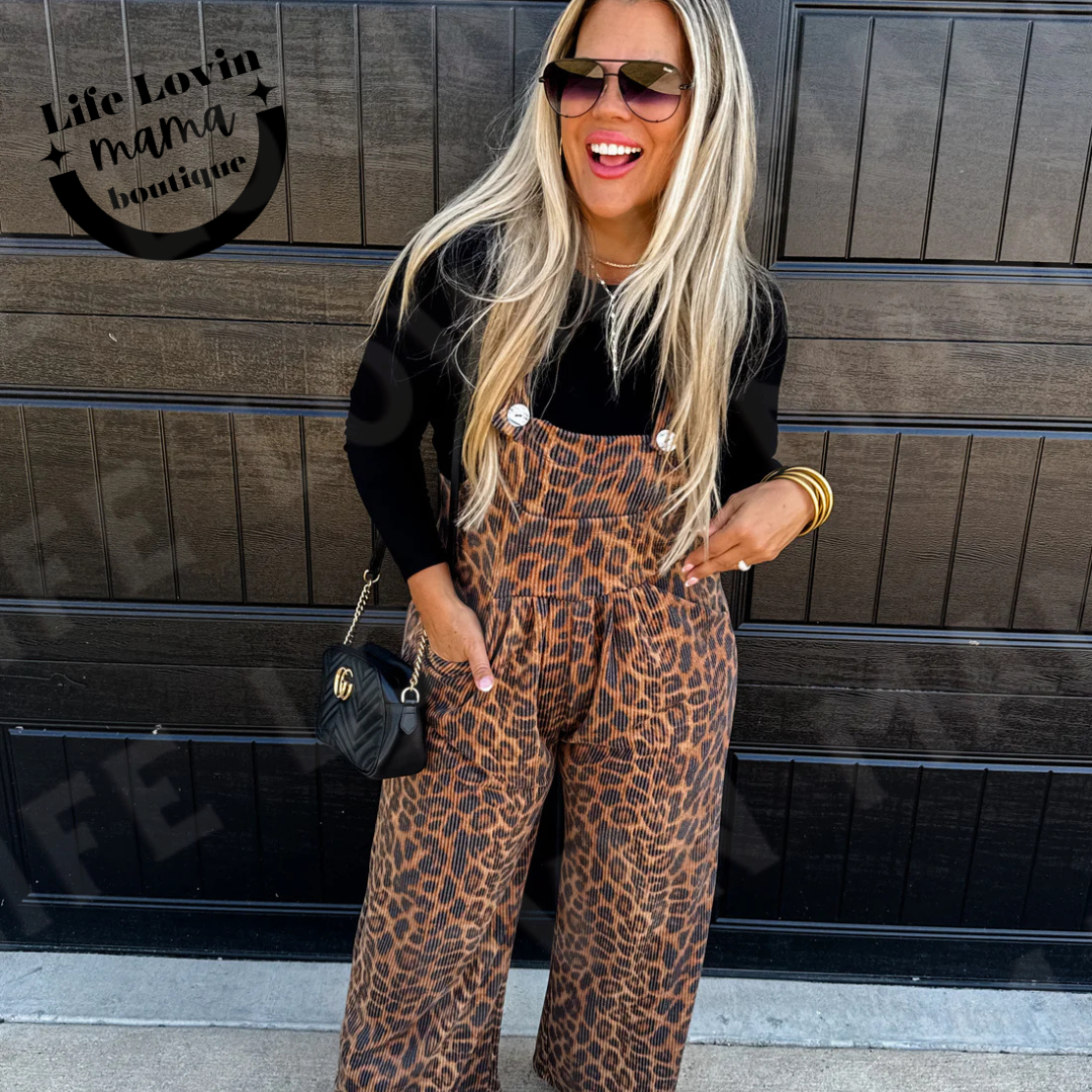 Cheetah and Solid Karli Boho Overalls