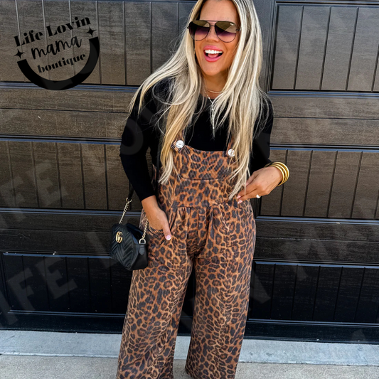 Cheetah and Solid Karli Boho Overalls