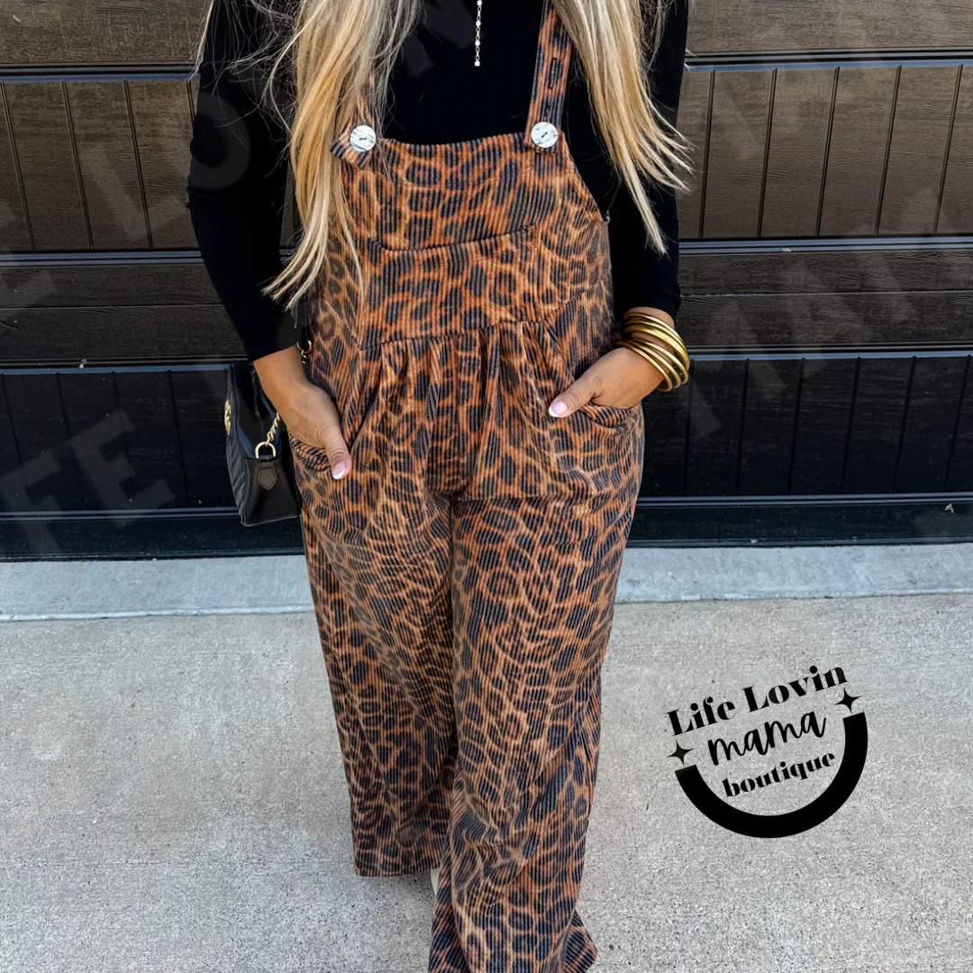 Cheetah and Solid Karli Boho Overalls