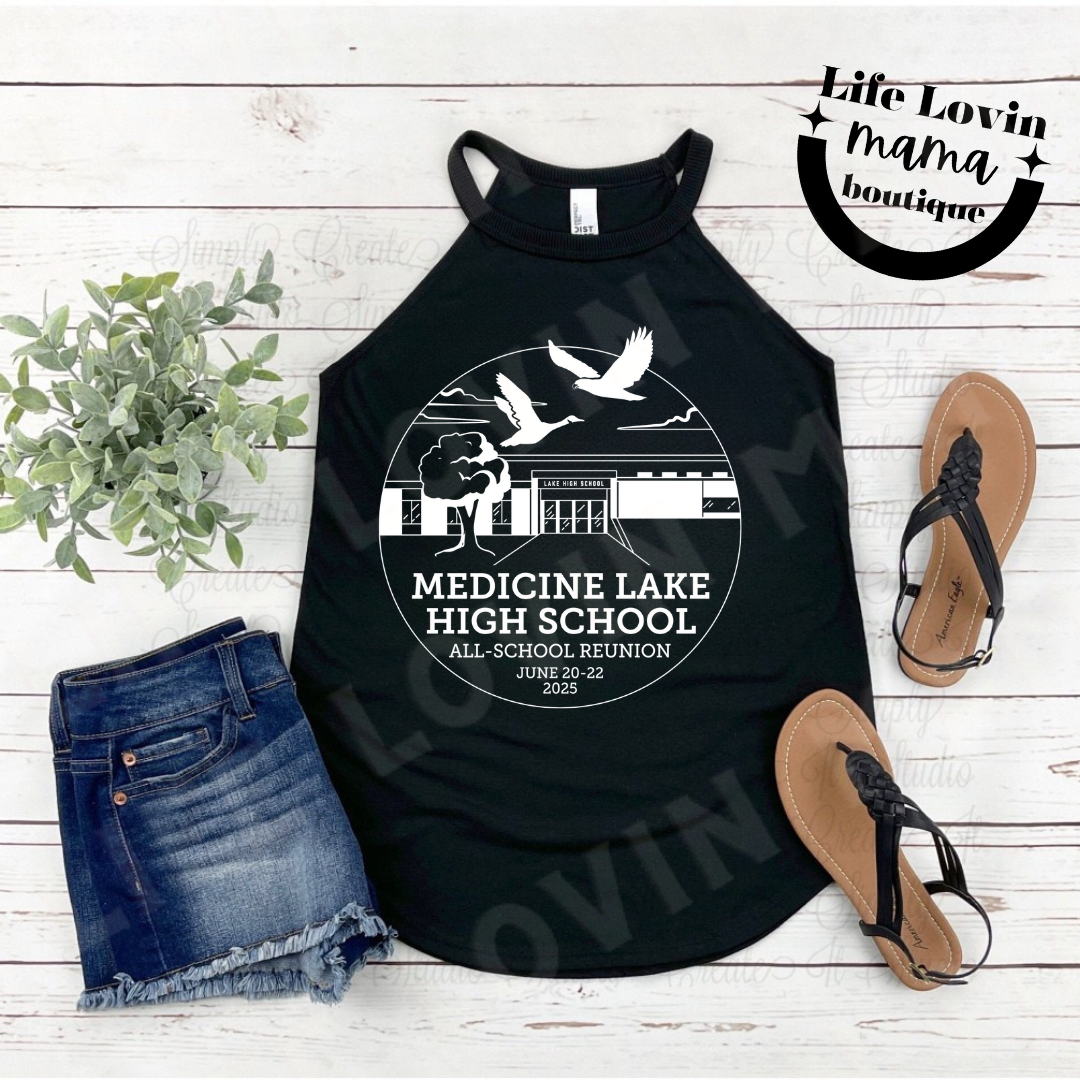 Med Lake All school Reunion ADULT Womens ROCKER Tank