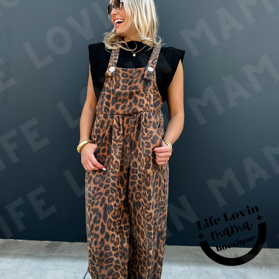 Cheetah and Solid Karli Boho Overalls
