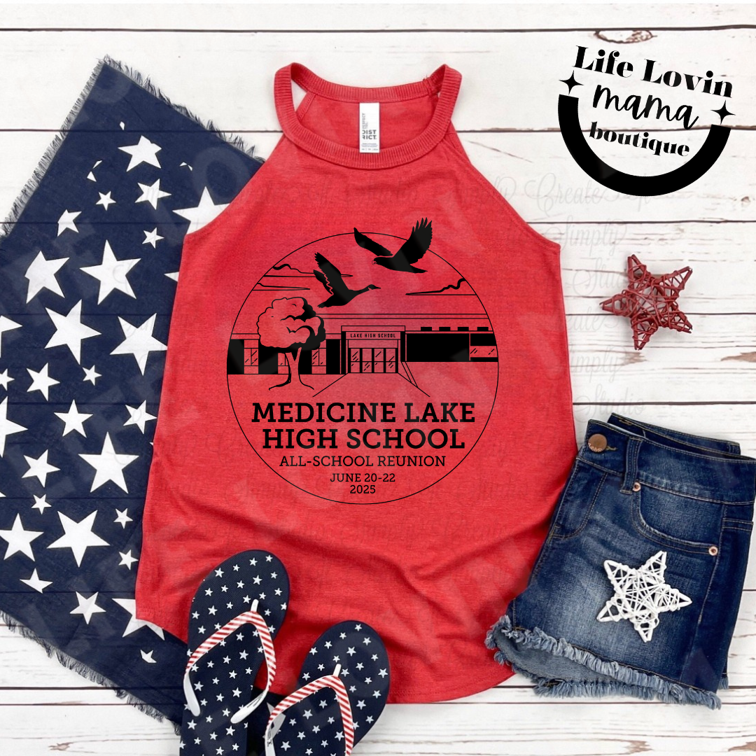 Med Lake All school Reunion ADULT Womens ROCKER Tank