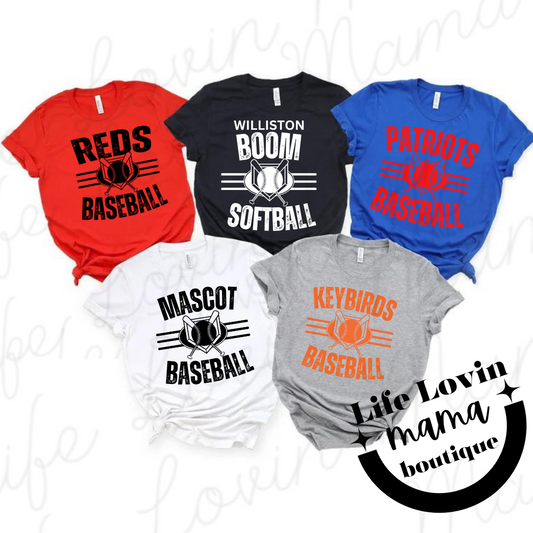 Custom Mascot Baseball/Softball Tees